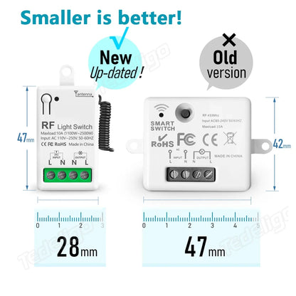 RF 433Mhz Wireless Light Switch 10A Mini Relay Receiver 1/2/4 Gang wall Panel Remote Control Interruptor For LED Lamp 110V 220V