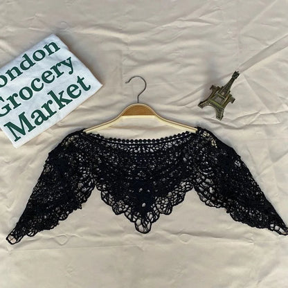 Summer Knitted Hollow Thin Lace Fake Collar Shawl Pullover Short Suspender Skirt False Collar Detachable Collars Sun Protection