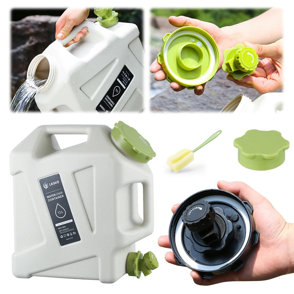 10/12L Portable Camping Water Jug BPA Free Water Tank with 2 Collapsible Water Bag for Camping Car Outdoor Hiking Picnic Fishing