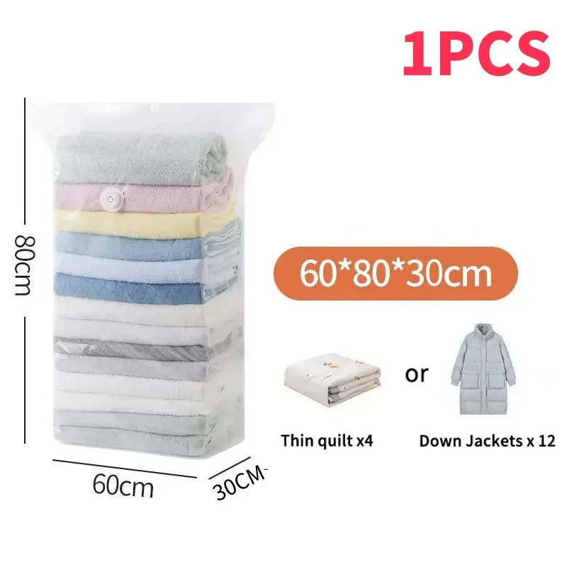 1-5pcs Thick Vacuum Compression Bag No Need Pump Cubic Large Plastic Vacuum Bags Quilt Clothes Storage Bags Travel Packing Bag