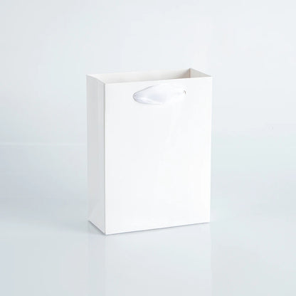 10Pack Bulk Blue White Gift Paper Bags with Ribbon Rope Kraft Handle Shopping Paper Bag 14x7x15cm Fast Food Take Away Packaging