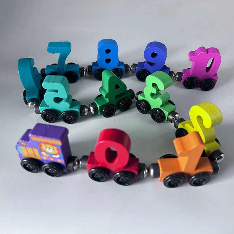 1 Set Wooden Magnetic Number Train Toys Montessori Educational Toy Train Kit Early Cognition Learning Teaching Sets For Toddlers
