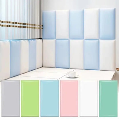 3D Soft Bag Back Wall Mat Anti-collision Waterproof Wall Sticker Wallpaper Self-adhesive Rectangular Wall Decoration Bathroom