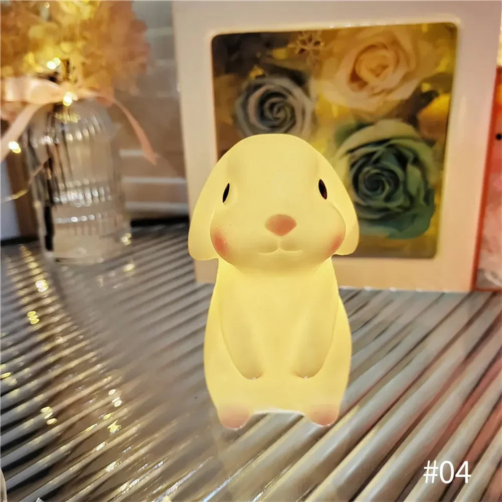 Vinyl Night Light Bedroom Decor Lights Button Battery Powered Moonlight Cartoon Animal Lamps Children Gift Decorative Lamp