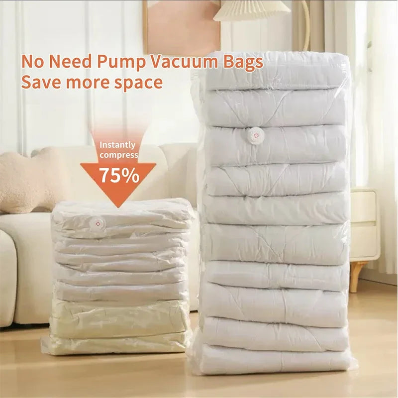 1-5pcs Thick Vacuum Compression Bag No Need Pump Cubic Large Plastic Vacuum Bags Quilt Clothes Storage Bags Travel Packing Bag