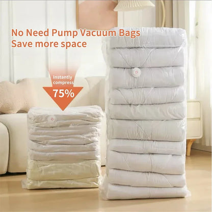 1-5pcs Thick Vacuum Compression Bag No Need Pump Cubic Large Plastic Vacuum Bags Quilt Clothes Storage Bags Travel Packing Bag