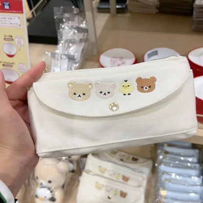 Rilakkuma Pencil Case Kids Kawaii Relax Bear Stationery Bags Children School Organizer Pen Pouch Women Cosmetic Bag Purse Gift