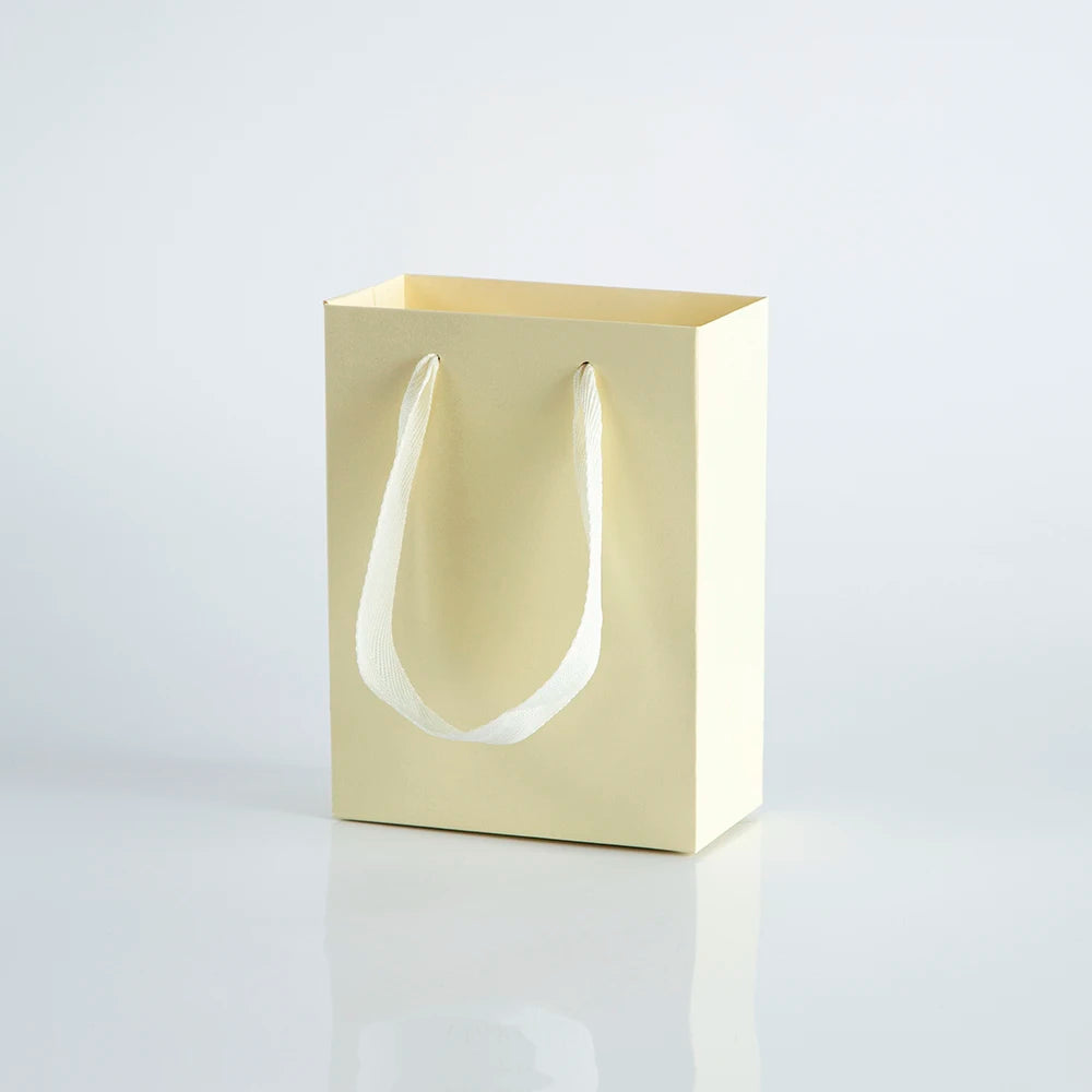 10Pack Bulk Blue White Gift Paper Bags with Ribbon Rope Kraft Handle Shopping Paper Bag 14x7x15cm Fast Food Take Away Packaging