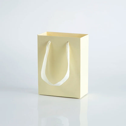 10Pack Bulk Blue White Gift Paper Bags with Ribbon Rope Kraft Handle Shopping Paper Bag 14x7x15cm Fast Food Take Away Packaging