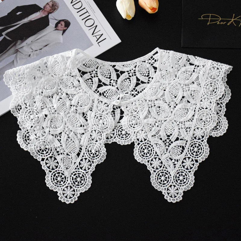 Summer Knitted Hollow Thin Lace Fake Collar Shawl Pullover Short Suspender Skirt False Collar Detachable Collars Sun Protection