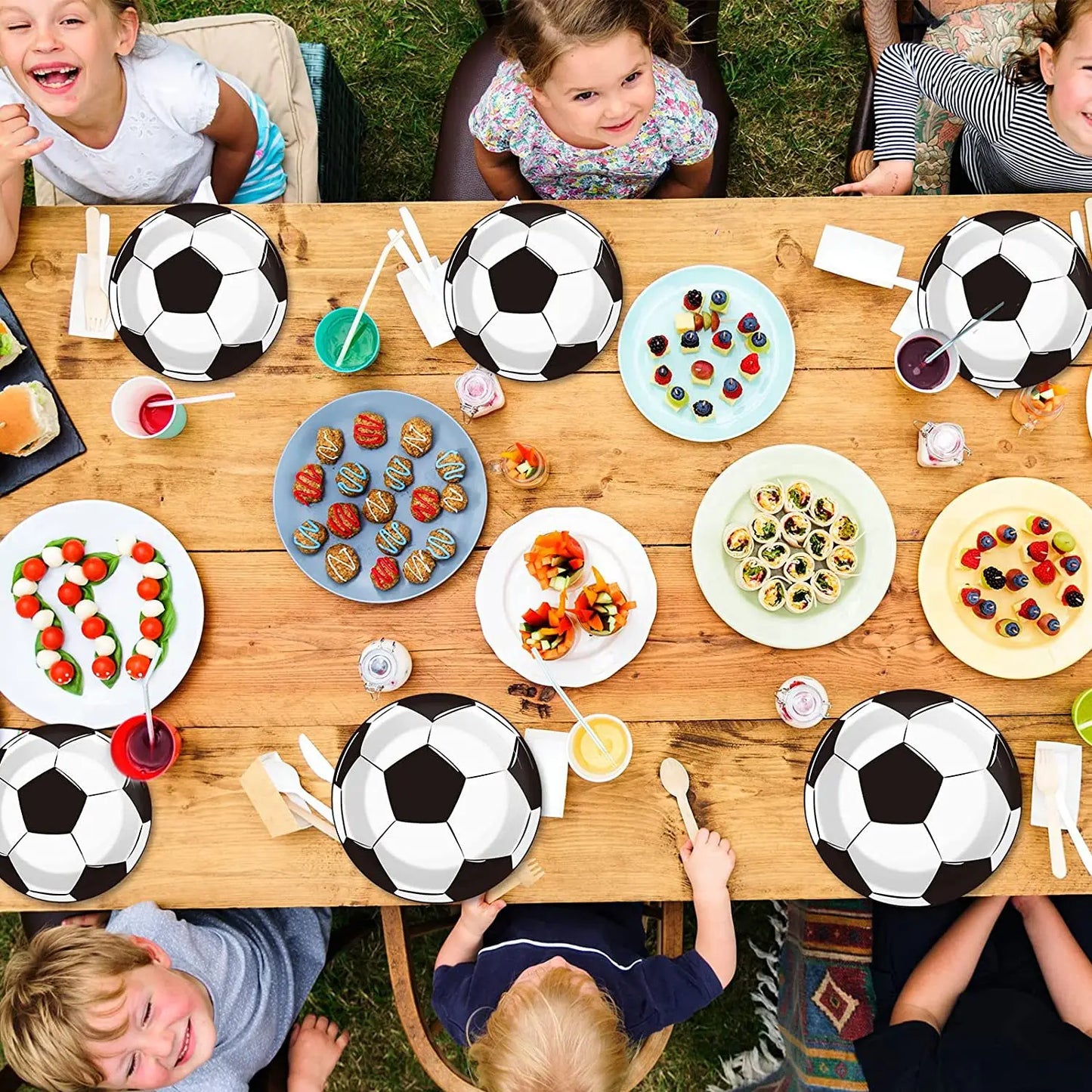 White Football Birthday Party Decorations Soccer Disposable supplies Tablecloth bag balloons children favors Kids Boys Baby game