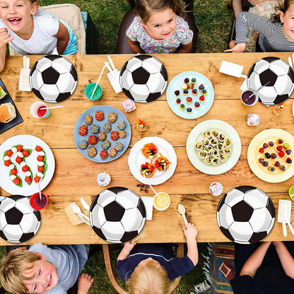 White Football Birthday Party Decorations Soccer Disposable supplies Tablecloth bag balloons children favors Kids Boys Baby game