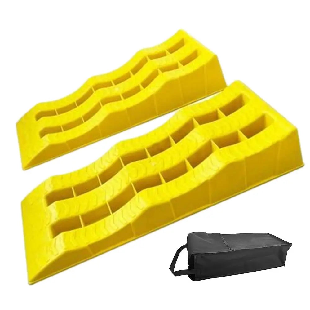 2Pcs RV Leveling Ramps Wheel Chocks Car Tire Anti-Skid Pad For Stabilizing Camper Or Trailer Leveler With Oxford Bag