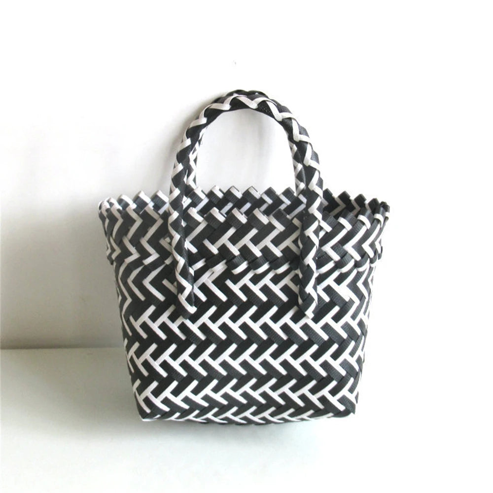 Summer Trend Hand Woven Handbag Square Little Basket 2025 New Straw Cute Colorful Bags Hundred Collision Color Holiday Beach Bag