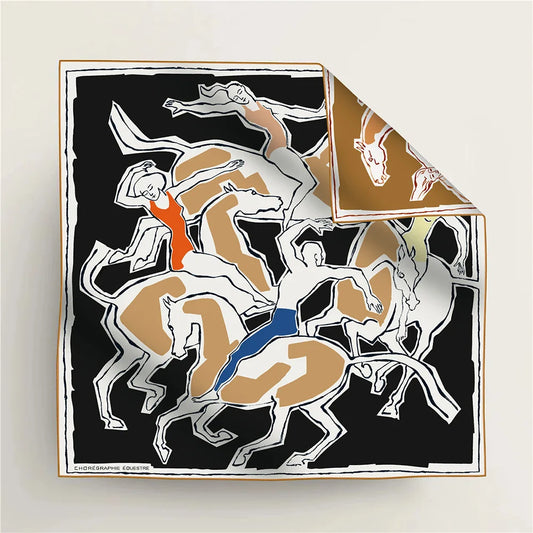 Reversible Twill Silk Scarf 90cm Square Scarves Hand-rolled Edges Bandanas Tops Shawls Bag Belt Neck Decoration Christmas Gifts