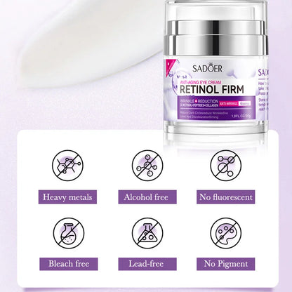 SADOER Retinol Eye Cream Anti Dark Circles Removal Eye Bags Moisturizing Brightening Firming Beauty Eyes Skin Care Products