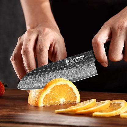 TURWHO 5 Inch Santoku Knife Damascus Japanese Steel Kitchen Knife VG10 67-Layer High Carbon Full Tang Best Chef Kitchen Tools