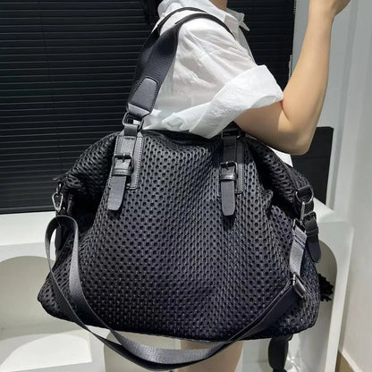 Women's travel bag simple leisure vacation large bag waterproof nylon mesh shoulder messenger bag