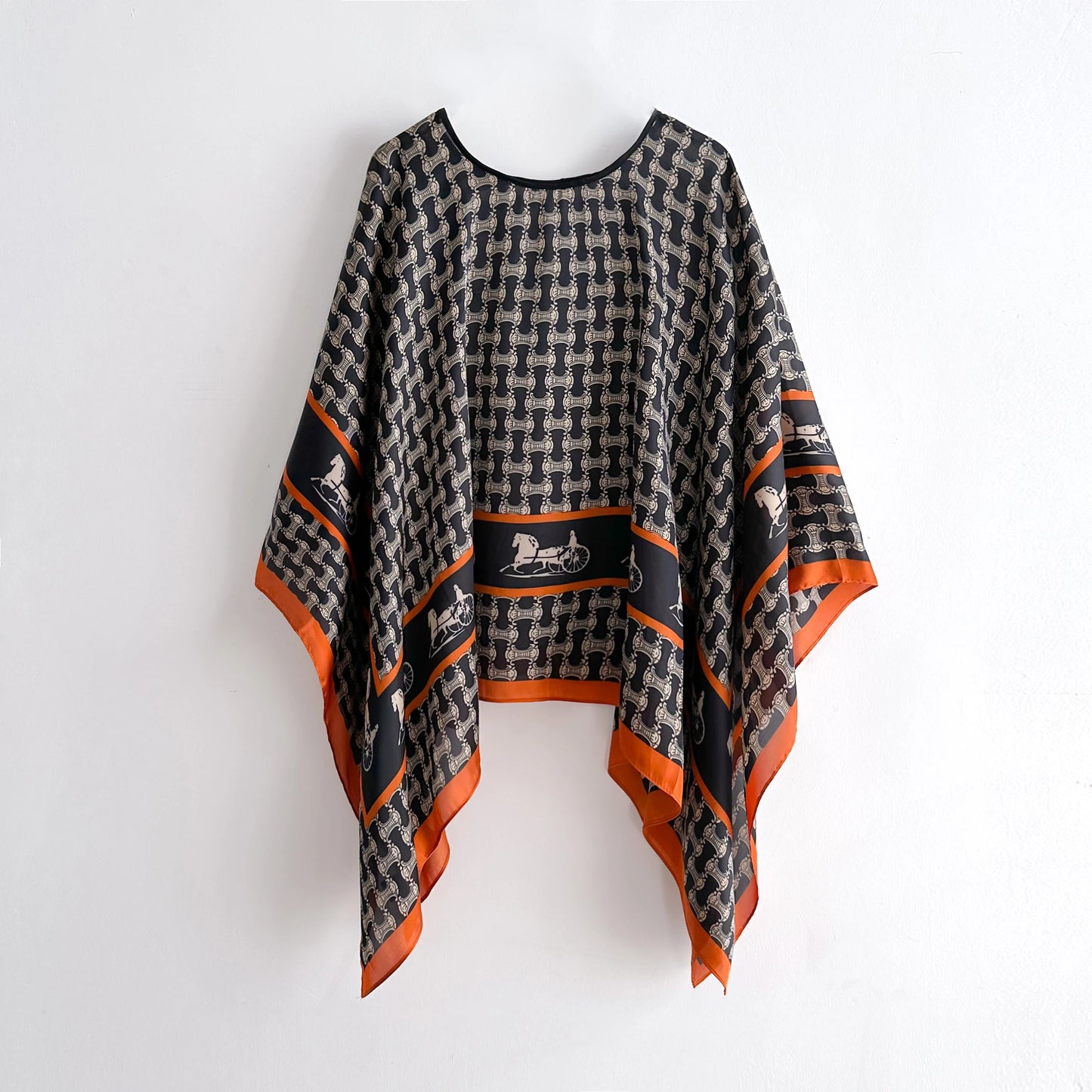 2024 New Poncho Cloak Thin Scarf Women Simulated Silk Pullover Versatile Scarves Shawls Sun Protection Clothing Beach Clothes