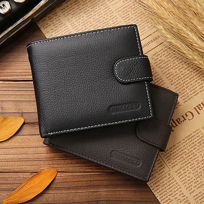 Bag Leather Men Wallets Cow Leather Solid Retro Style Zipper Purse Man Card Horders Multifunctional Money Clip Male Wallet