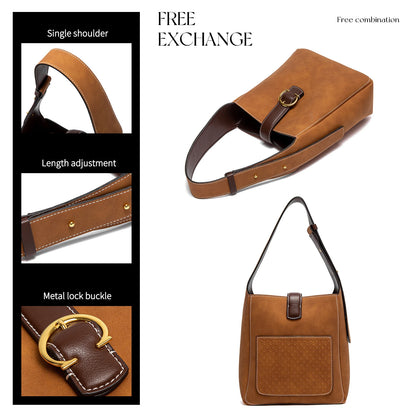 Retro Style Fashion Classic Women's Handbag Pure Colour Simple Buckle Design Exquisite Versatile Women's Shoulder Bag