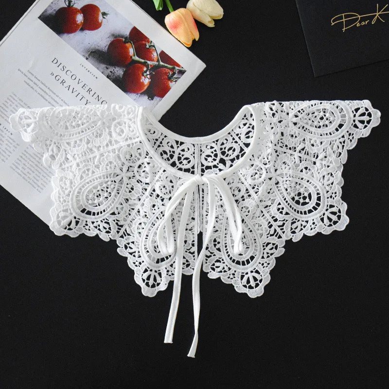 Summer Knitted Hollow Thin Lace Fake Collar Shawl Pullover Short Suspender Skirt False Collar Detachable Collars Sun Protection