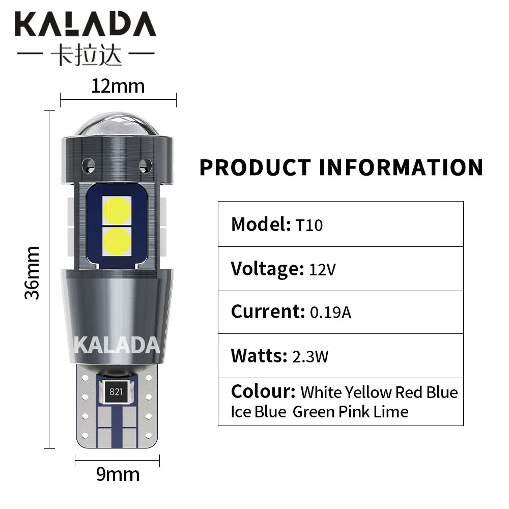 2PCS T10 W5W LED Bulb Super Bright 3030 10SMD Canbus Car Interior Light Instrument Map Dome Parking Light Auto Signal Lamp 6000K