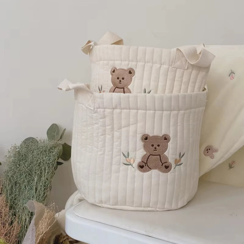 Toy storage bag Baby Bags Bear Embroidery Diaper Bag Caddy Nappy Cart Storage Mummy Maternity Bag for Newborn Diapers Toys