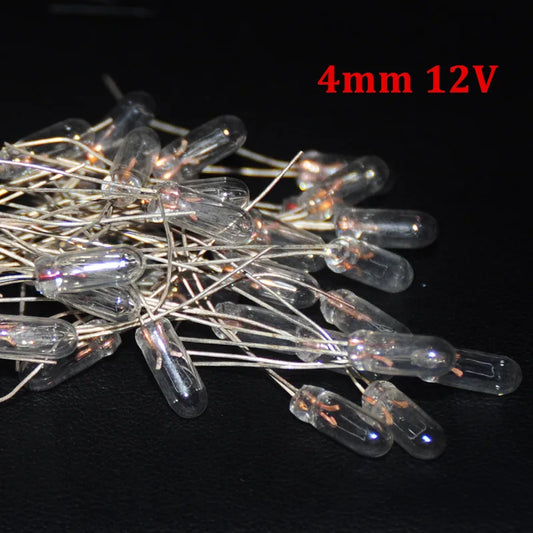 20pcs Miniature 4mm 12V Lamp Bulb Bombilla Incandescent Edison Filament Antique Lamps Light 4 mm 12V F4 Rice Miniature Lamparas