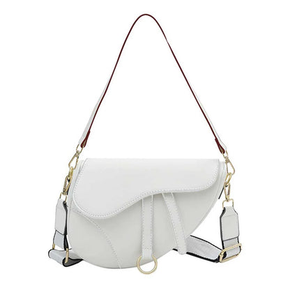 Women Small Handbag Saddle Shoulder Bag Ladies Top Handle Bag PU Leather Small Crossbody Bag Two Straps Solid Color Shoulder Bag