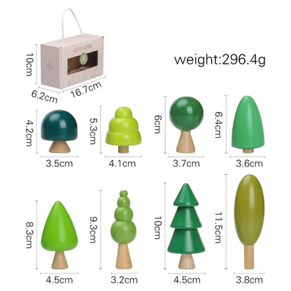 Wooden Forest Building Blocks Simulate Green Natural Tree Toys Baby Creative Scene Placement Game Educational Toy Baby's Present