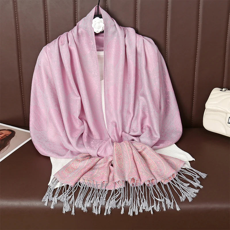 70x190CM Women Cotton Jacquard Scarf Big Shawl Fashion Elegant Lady Long Printing Decorate Scarves Sun Protection Bandana Hijab