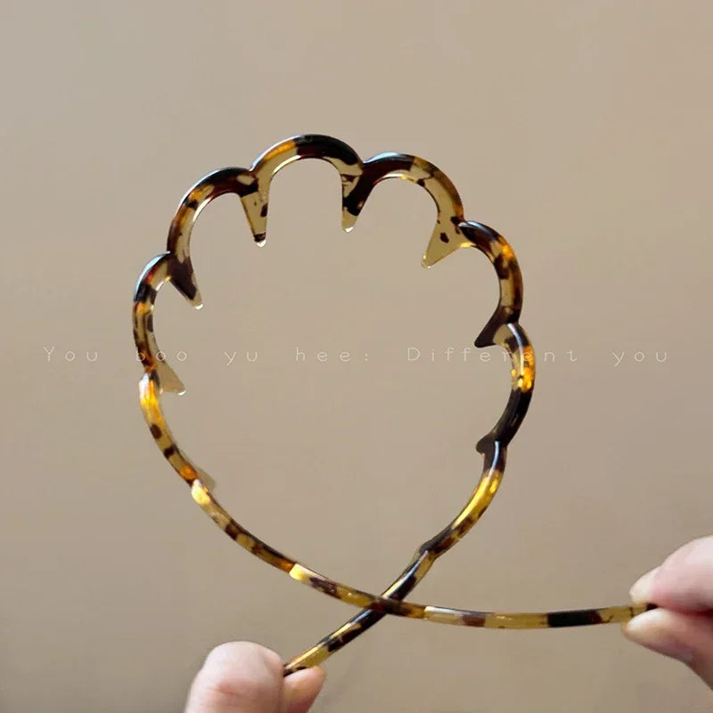 2PCS Fashion Wave Headbands for Women Solid Color Toothed Non-slip Hair Bands Girl Face Wash Sports Hairbands Hair Accessories