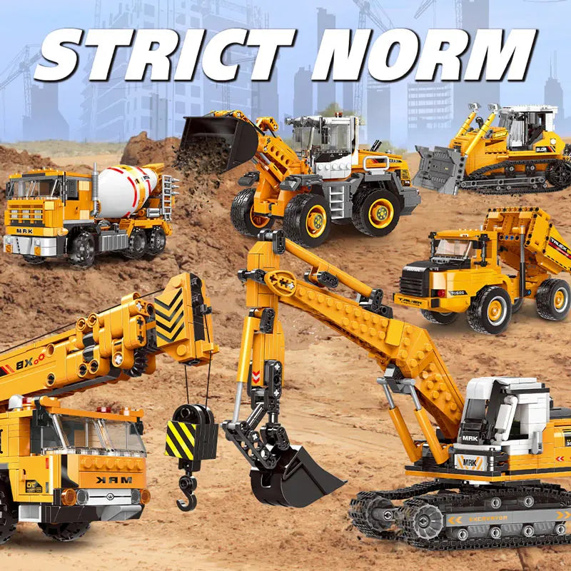 ZKZC City Engineering Vehicle Excavating Machine Building Block Dump Truck Hang Vehicle Brick Toys Series Children Gifts