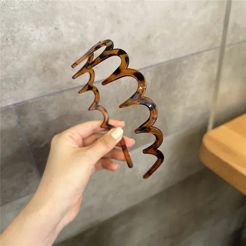 2PCS Fashion Wave Headbands for Women Solid Color Toothed Non-slip Hair Bands Girl Face Wash Sports Hairbands Hair Accessories