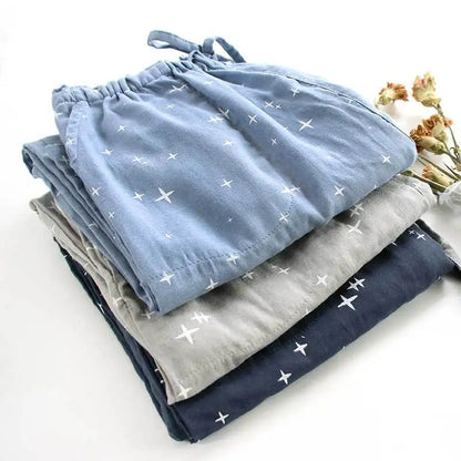 Spring Autumn Women 100%Cotton Sleep Bottoms Female Loose Plus Size Night Trousers Sleepwear Pants Lovers Casual Star Home Pants