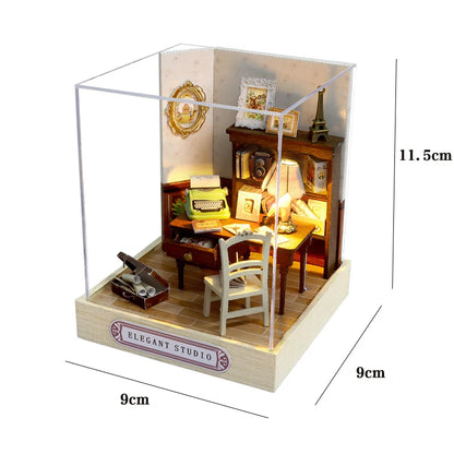 Wooden Miniature Doll House 3D Puzzle Toy Assembled DollHouses Building Model Kit Making Room Toys Decorations With Furniture
