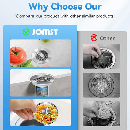 3 in 1 Kitchen Sink Drain Strainer General Anti-clogging Pops-Up Stopper Sink Filter Plug for Garbage Disposal for Kitchen Sink