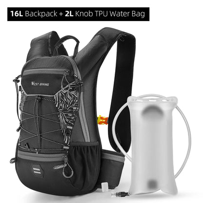 WEST BIKING 7L/16L Cycling Backpack Breathable Reflective Outdoor Climbing Hiking Hydration Backpack Bike Helmet Storage Bag