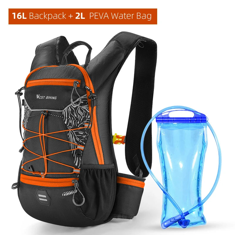 WEST BIKING 7L/16L Cycling Backpack Breathable Reflective Outdoor Climbing Hiking Hydration Backpack Bike Helmet Storage Bag