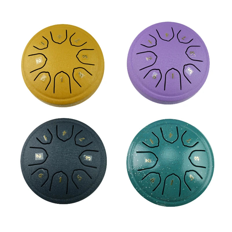 4.5 Inch 8-tone Tongue Drum Steel Music Drums with Drumsticks Birthday Gifts Children Music Toys Percussion Musical Instruments