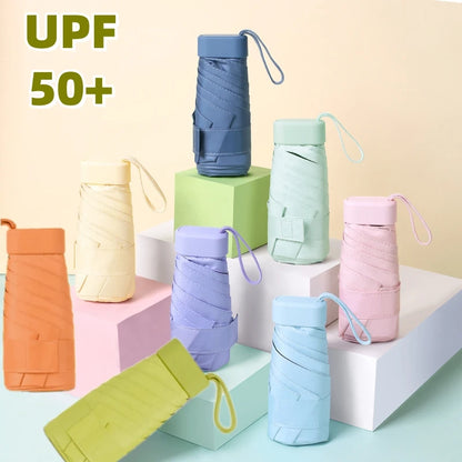UPF50+ Mini Umbrella Sun Protection Pocket Umbrella Capsule Rainproof Outdoor Traveling Sunshade Portable Parasol Rain Umbrella