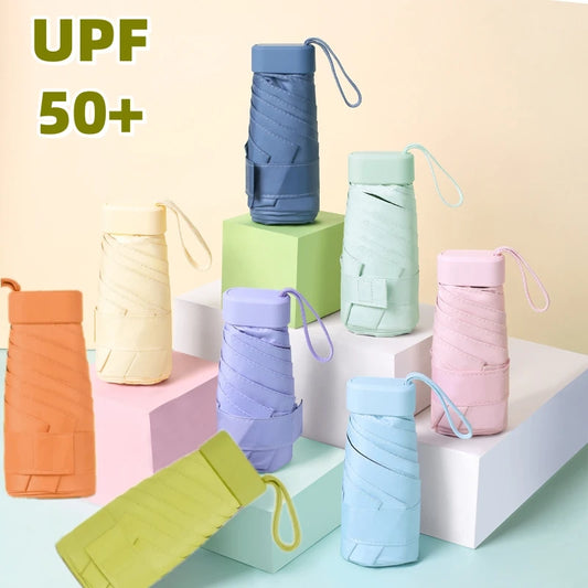 UPF50+ Mini Umbrella Sun Protection Pocket Umbrella Capsule Rainproof Outdoor Traveling Sunshade Portable Parasol Rain Umbrella