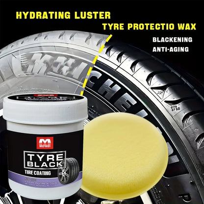 Tire Blackening Coating Wax - Hydrating Luster and Protection, Anti-Aging Tire Care Coating with Sponge Applicator