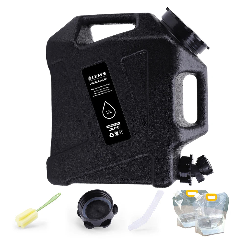 10/12L Portable Camping Water Jug BPA Free Water Tank with 2 Collapsible Water Bag for Camping Car Outdoor Hiking Picnic Fishing