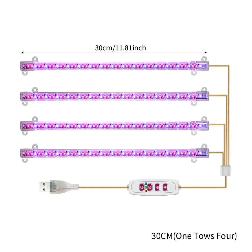1/2/3/4 Red Blue LED Grow Light Strip Tube Indoor Plant USB Full Spectrum Phyto Lamp Dimmable Timer Seedlings Vegs Flower Lamp