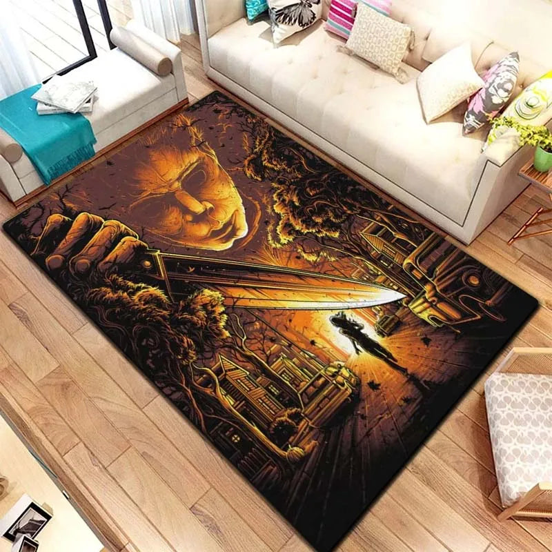 VIKAMA M-Michael Myers Horror Halloween Decorative Warmer Rug Home Living Room Bedroom Carpet Bathroom Kitchen Non Slip Carpet