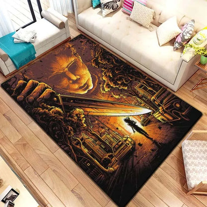 VIKAMA M-Michael Myers Horror Halloween Decorative Warmer Rug Home Living Room Bedroom Carpet Bathroom Kitchen Non Slip Carpet