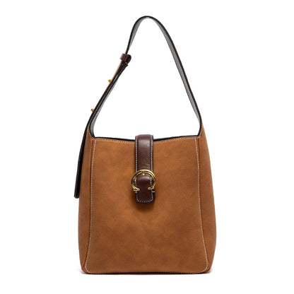 Retro Style Fashion Classic Women's Handbag Pure Colour Simple Buckle Design Exquisite Versatile Women's Shoulder Bag