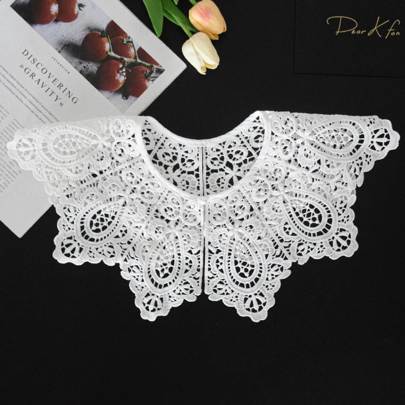 Summer Knitted Hollow Thin Lace Fake Collar Shawl Pullover Short Suspender Skirt False Collar Detachable Collars Sun Protection